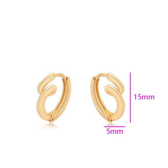 Curly Hoop Earrings 18k Gold Plated Hoop Earrings Luxury Jewelry - Picture 8 of 13